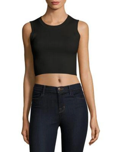 Theory Milotaly Rib-knit Cropped Top In Black