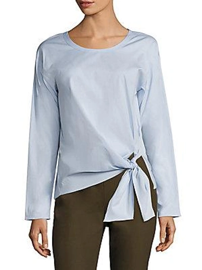 Theory Serah Stretch-cotton Tie-front Top In Daring