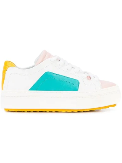 Pierre Hardy Colourblock Lace-up Sneakers In White