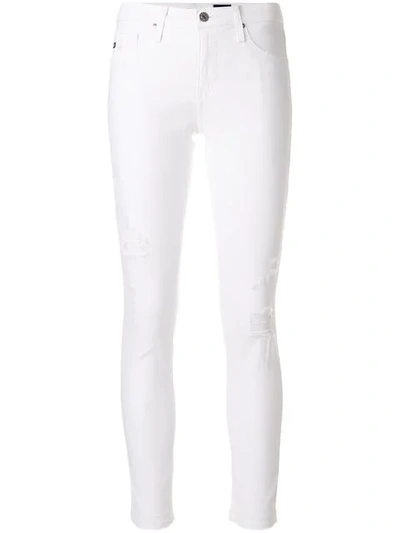 Ag Prima Mid-rise Cigarette Cropped Jeans In White