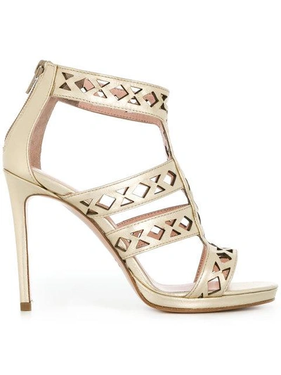 Anna F. Laser Cut Sandals In Metallic