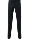 Thom Browne Low Rise Skinny Trouser With Red, White And Blue Selvedge Back Leg Placement In School Uniform Plain