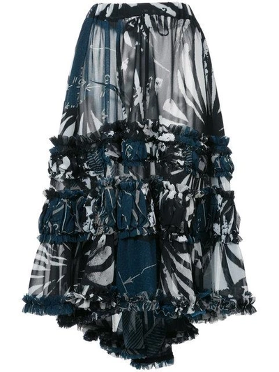 Comme Des Garçons Printed Asymmetric Skirt - Black
