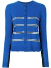 Cashmere In Love Capucine Cropped Striped Cardigan In Blue