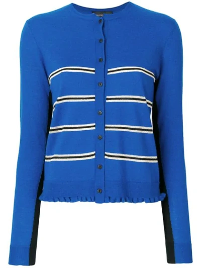 Cashmere In Love Capucine Cropped Striped Cardigan In Blue