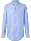 Etro Slim-fit Cutaway-collar Cotton-jacquard Shirt In Blue