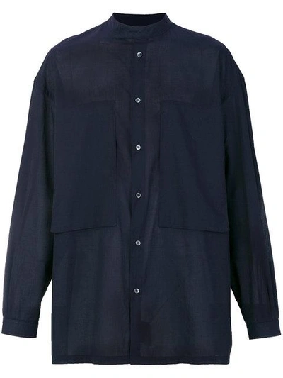 E. Tautz Mandarin Collar Lineman Shirt In Blue