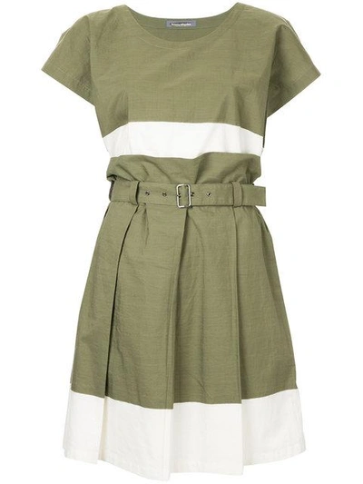 Issey Miyake Vintage Colour Block Skirt Suit - Green