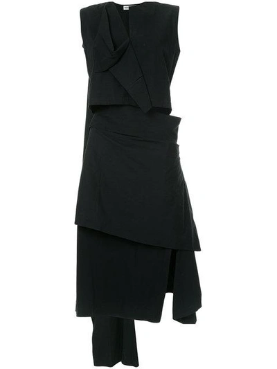 Issey Miyake Origami Skirt Suit In Black