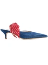 Gia Couture 35mm Silk Bandana & Denim Mules In Blue