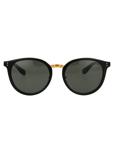Linda Farrow Sunglasses In Black/yellow Gold/grey