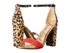 Sam Edelman Yaro Ankle Strap Sandal Heel, Passion Red/sand/black Kid Suede Leather/jungle Leopard Brahma/n