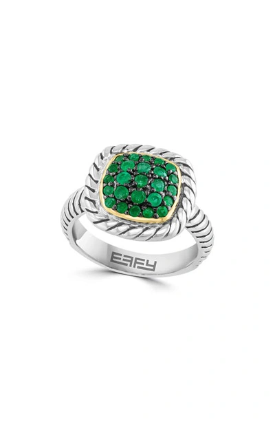 Effy Sterling Silver Pavé Emerald Ring In Green