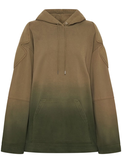 Dion Lee Sunfade Gradient Padded Cotton French Terry Hoodie In Green