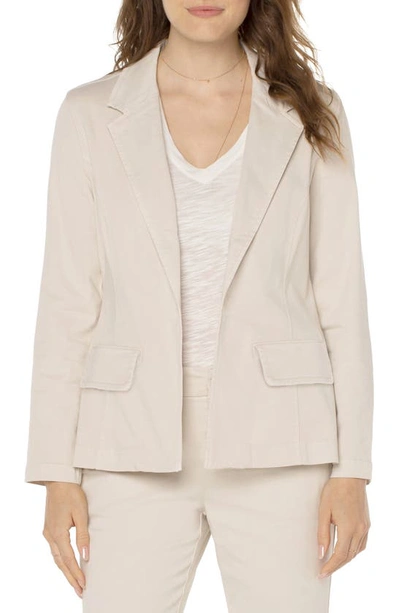 Liverpool Los Angeles Fitted Open Front Twill Blazer In Roman Stone