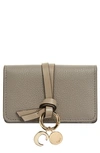 Chloé Alphabet Leather Card Case In Cashmere Grey