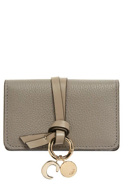 Chloé Alphabet Leather Card Case In Cashmere Grey