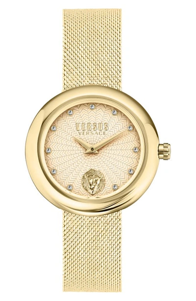 Versus Versace Lea Mesh Strap Watch, 35mm In Yellow Gold