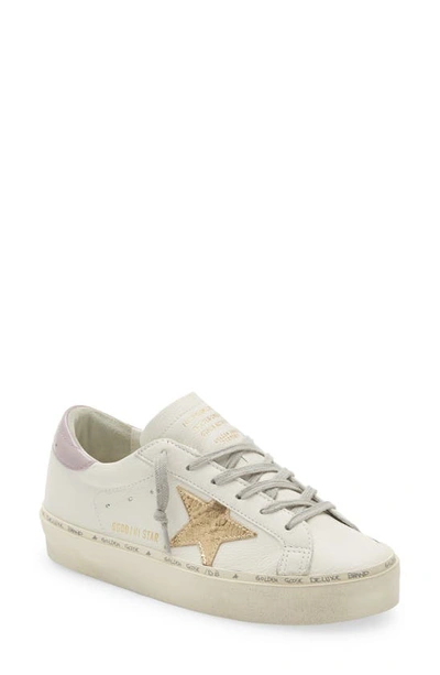Golden Goose Hi Star Platform Sneaker In White/ Gold/ Lilac