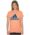 Adidas Originals Badge Of Sport Logo Tee In Chalk Coral/real Teal