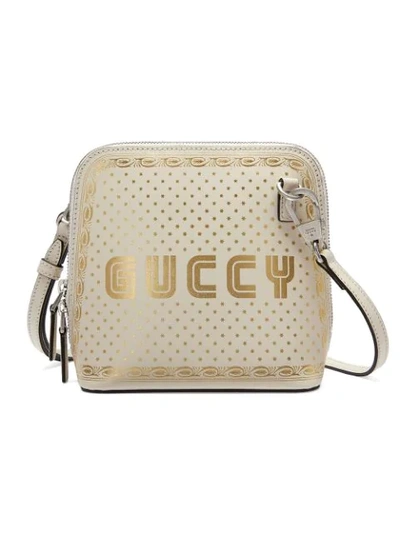 Gucci White Guccy Mini Leather Bag With Stars