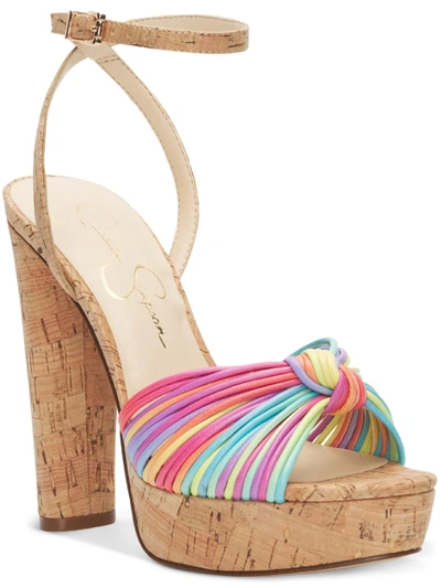 Jessica Simpson Immie Womens Ankle Strap Platform Pumps In Multi