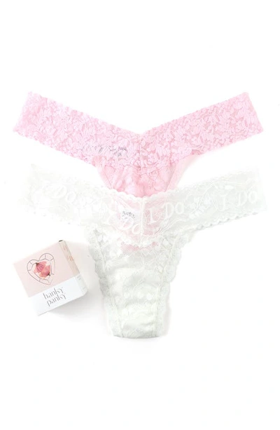 Hanky Panky Assorted 2-pack I Do Signature Low Rise Thongs In Light Ivory Bliss