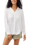 Bella Dahl Side Slit Button-up Shirt In White