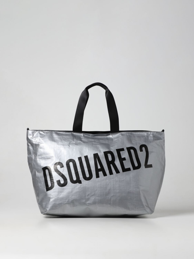 Dsquared2 Logo Print Tote Bag In Silver