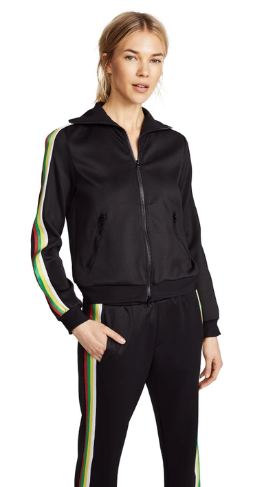 Pam & Gela Rainbow Sportstripes Track Jacket In Black
