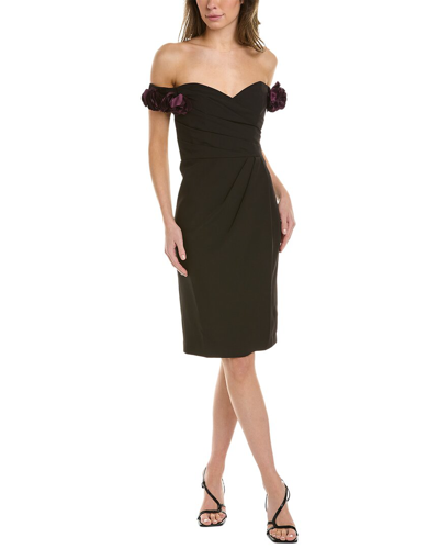 Marchesa Notte Off-the-shoulder Sheath Dress In Black