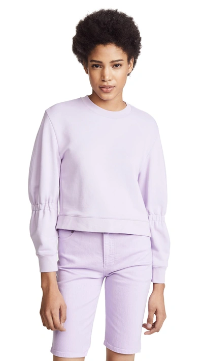 Tibi Sculpted Sleeve Sweatshirt In Lavender