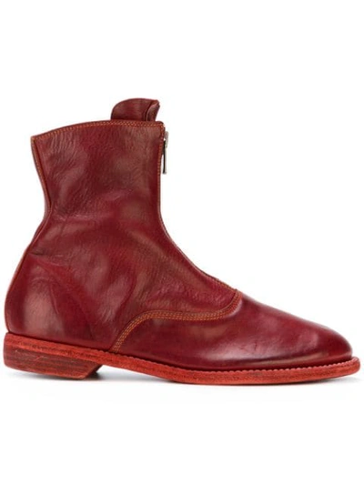 Guidi Front Zip Boots - Red