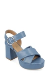 Journee Collection Akeely Block Heel Platform Sandal In Blue