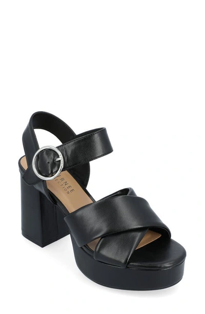 Journee Collection Akeely Block Heel Platform Sandal In Black
