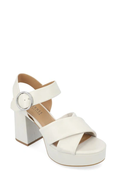 Journee Collection Akeely Block Heel Platform Sandal In Bone