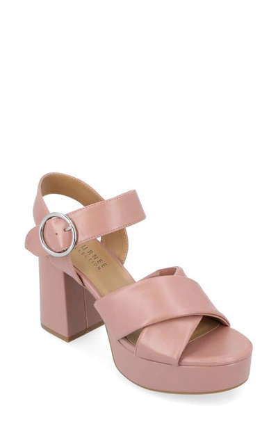 Journee Collection Akeely Block Heel Platform Sandal In Rose