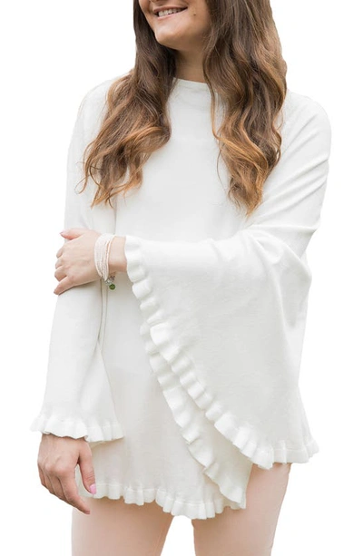 Saachi Talia Ruffle Trim Poncho In Ivory