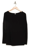 Go Couture Boatneck Dolman Sweater In Black Print 1