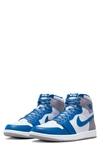 Jordan Nike  Air  1 Retro High Top Sneaker In Blue/ White/ Cement Grey