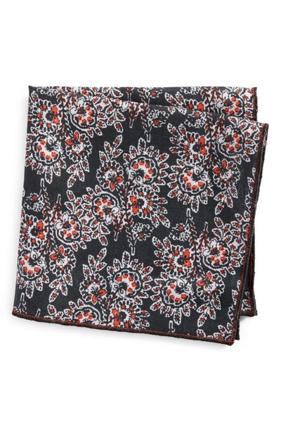 Clifton Wilson Print Linen Pocket Square In Black