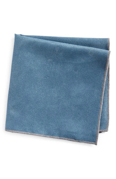 Clifton Wilson Solid Cotton Pocket Square In Steel Blue