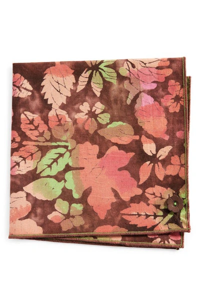 Clifton Wilson Print Cotton Pocket Square In Brown