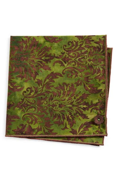 Clifton Wilson Print Cotton Pocket Square In Green
