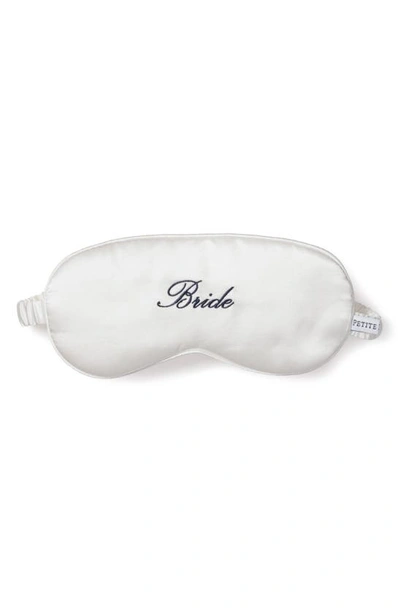 Petite Plume Bride Embroidered Silk Sleep Mask In White