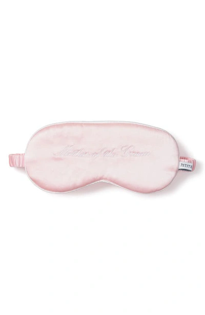 Petite Plume Mother Of The Groom Embroidered Silk Sleep Mask In Pink