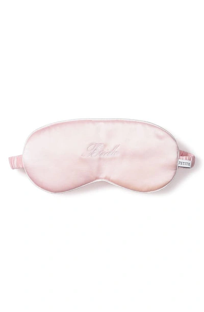Petite Plume Bride Embroidered Silk Sleep Mask In Pink