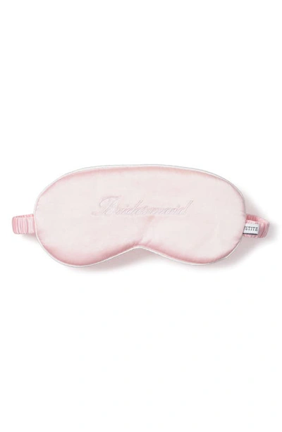 Petite Plume Bridesmaid Embroidered Silk Sleep Mask In Pink