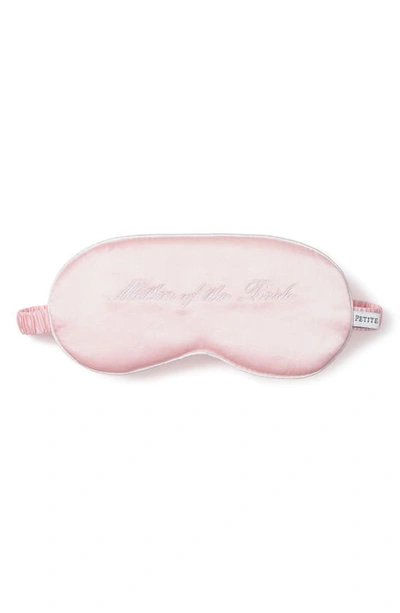 Petite Plume Mother Of The Bride Embroidered Silk Sleep Mask In Pink