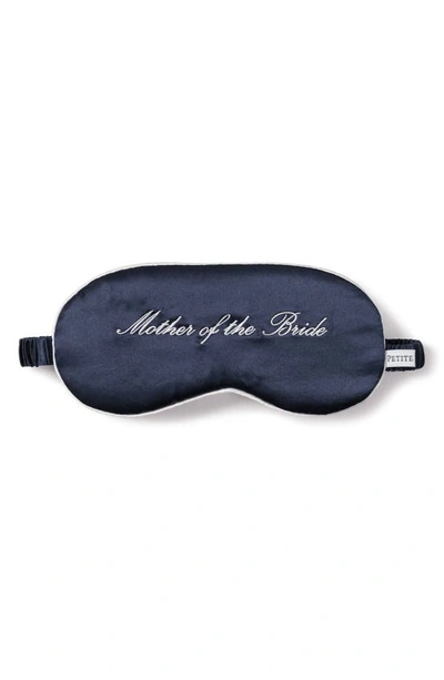 Petite Plume Mother Of The Bride Embroidered Silk Sleep Mask In Navy